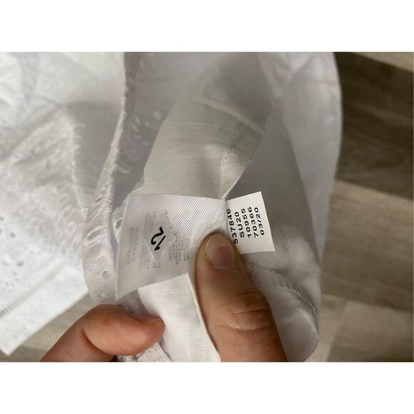 Ann Taylor NWT Eyelet Shoulder Top, White Blouse, Sz Large Petite, MSRP $85 - Picture 7 of 9